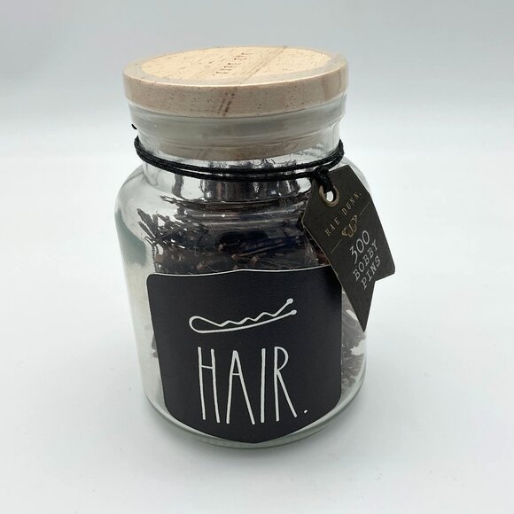 Ray Dunn Hair Styling Pins Glass Jar Wood Logo Lid 300 Bobby Pins NIP - Picture 1 of 4